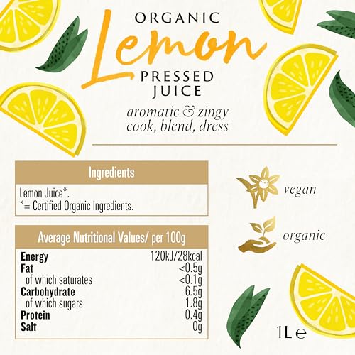 Biona Bio-Zitronensaft – 100 % rein, gepresst, nicht aus Konzentrat, 1 l