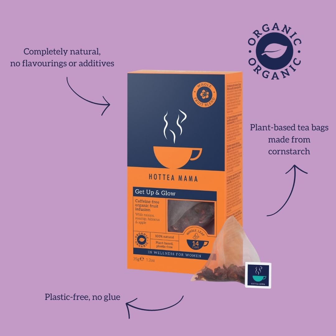 HOTTEA MAMA Get Up & Glow Bio-Früchtetee | Reich an Vitamin C | Koffeinfreier Schwangerschafts- und Stilltee