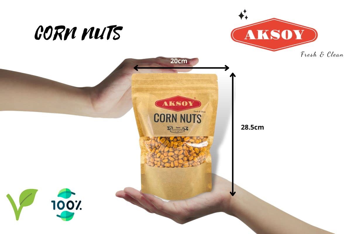 Aksoy Natural Craving Gesalzene und geröstete Maisnüsse 500 g – Original geröstet, wiederverschließbarer Beutel