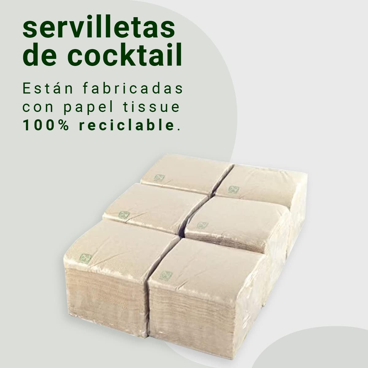 Hostelnovo Eco 10x10 cm Recyclingpapierservietten - 600er-Packung, biologisch abbaubare Cocktailservietten
