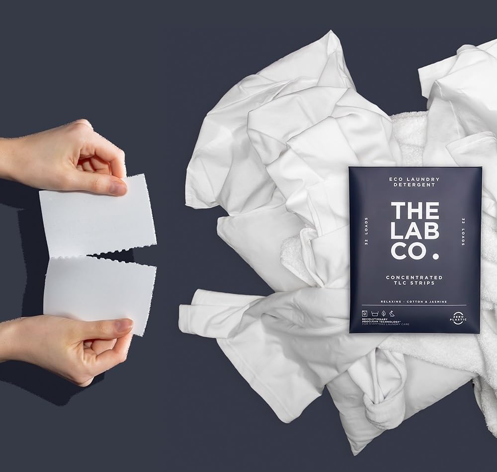 The Lab Co. – Waschmittelstreifen (32 Ladungen, Baumwolle, Lavendel, Jasmin)