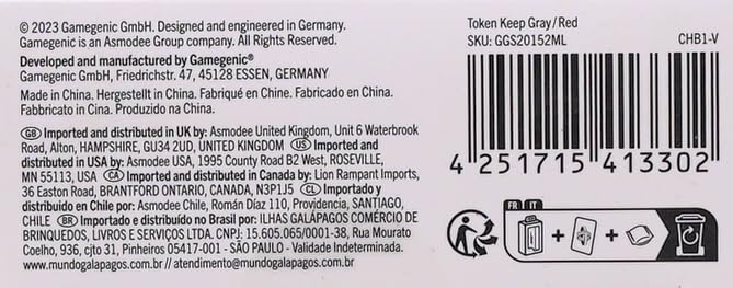 Gamegenic Token Keep Grau/Rot Premium Chipbox für Brettspiele