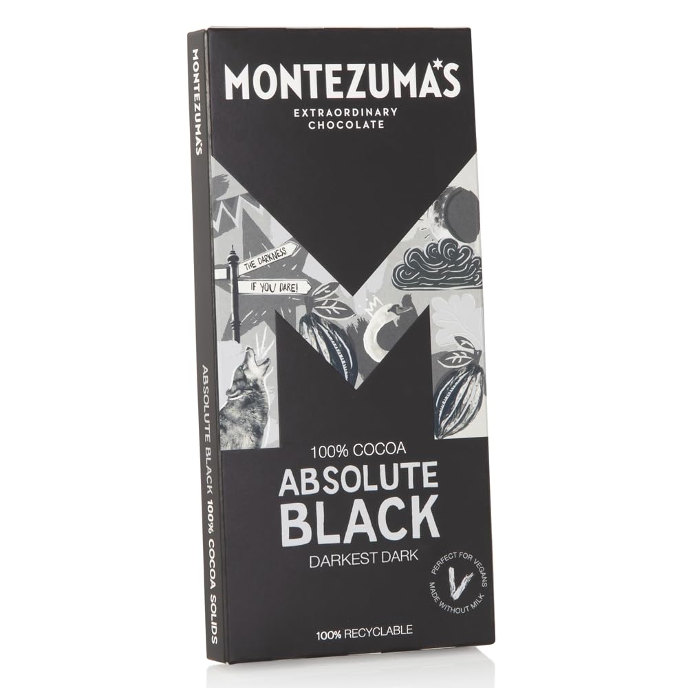 Montezuma - Absolute Black 100% Kakao Zartbitterschokoladentafel, vegan & glutenfrei
