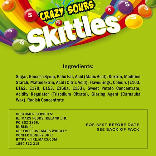 Skittles - Crazy Sour Riesen-Kaubonbons 132g