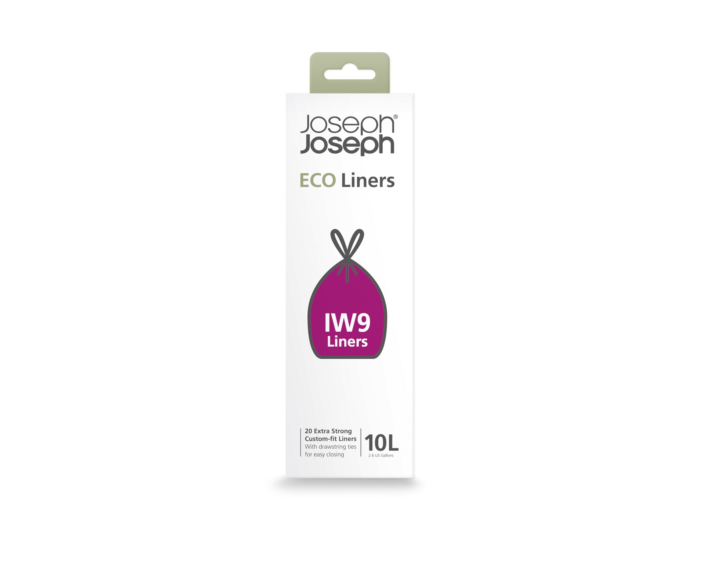 Joseph Joseph Eco IW9 Recycling-Müllbeutel, 10 l, graue Müllbeutel mit Kordelzug, 20er-Pack