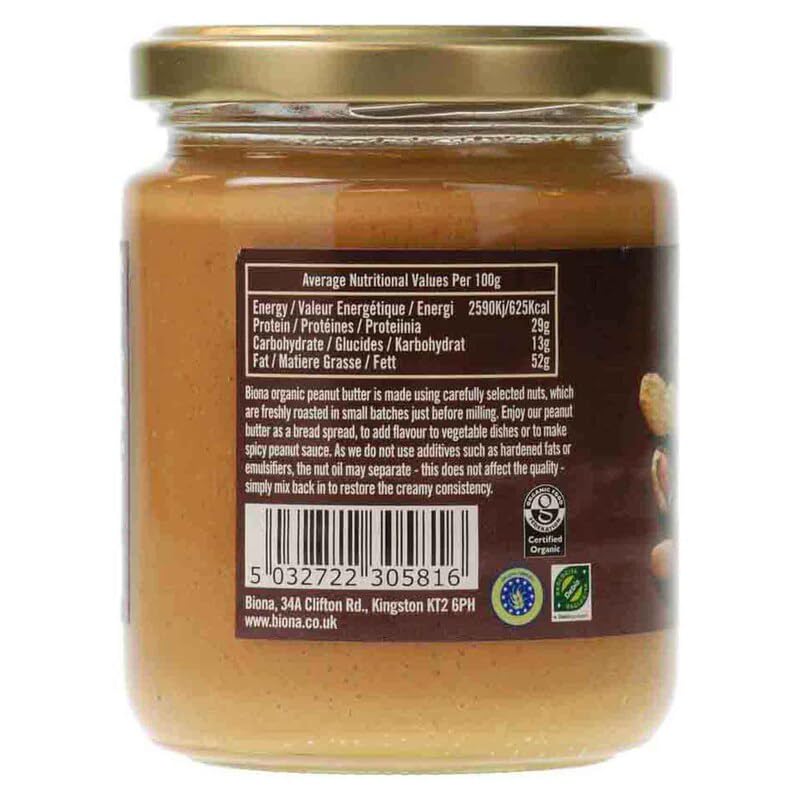 Biona Bio Knusprige Erdnussbutter ohne Salz, 250g