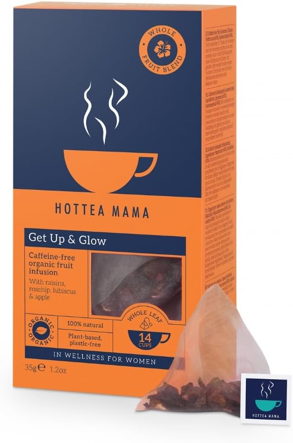 HOTTEA MAMA Get Up & Glow Bio-Früchtetee | Reich an Vitamin C | Koffeinfreier Schwangerschafts- und Stilltee