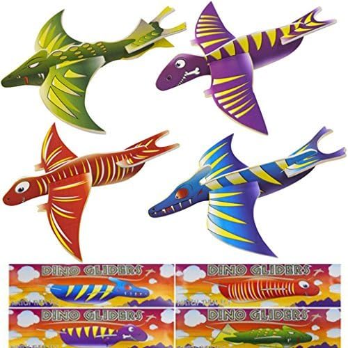 G4GADGET Dinosaurier-Gleitflugzeuge – 12er-Pack, leichte Schaumstoffgleiter für Kinder ab 3 Jahren