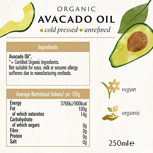Biona Bio-Avocadoöl, 250 ml – kaltgepresst aus biologisch angebauten Avocados