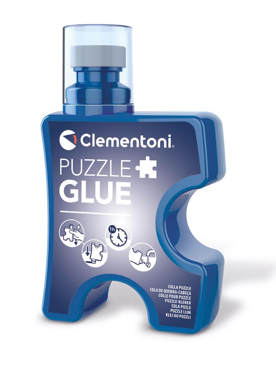 Clementoni Flüssigkleber für Puzzles, 200 ml, mit Schwammapplikator, schnelltrocknende Formel