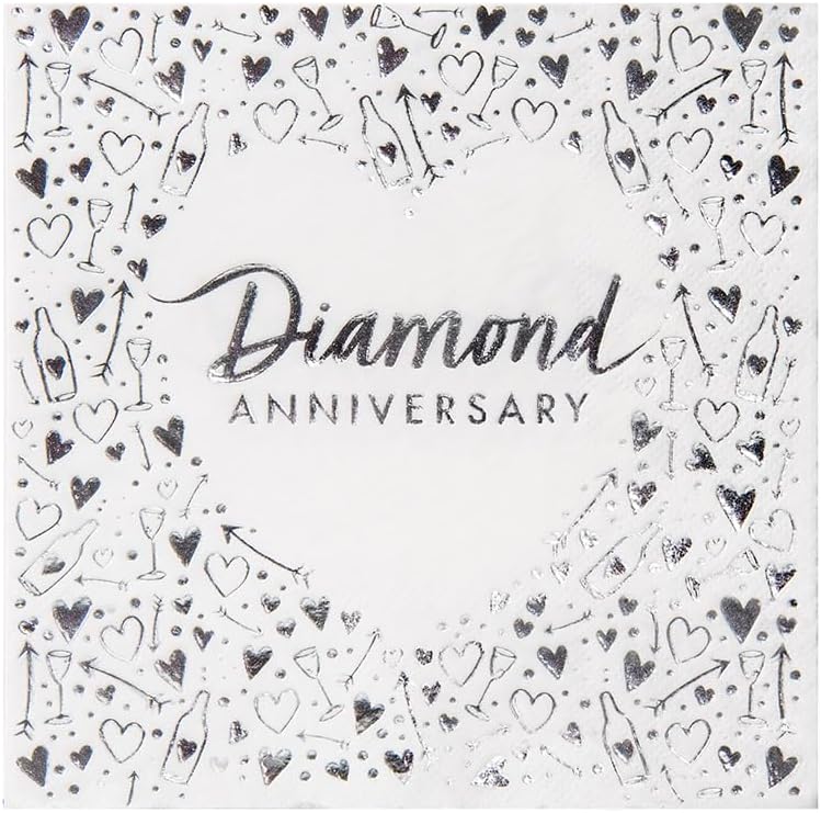 Creative Party Diamond Anniversary 3-lagige, folienbedruckte Lunchserviette