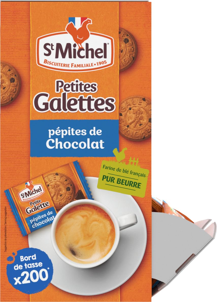 St. Michel – Kleine französische Galettes mit reiner Butter und Schokoladenstückchen – Kaffeegröße
