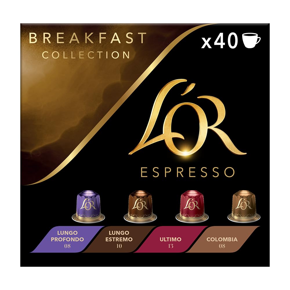 L'OR Espresso Frühstücks-Vielfaltsbox – 40 recycelbare Kaffeepads für Nespresso®*-kompatible Maschinen