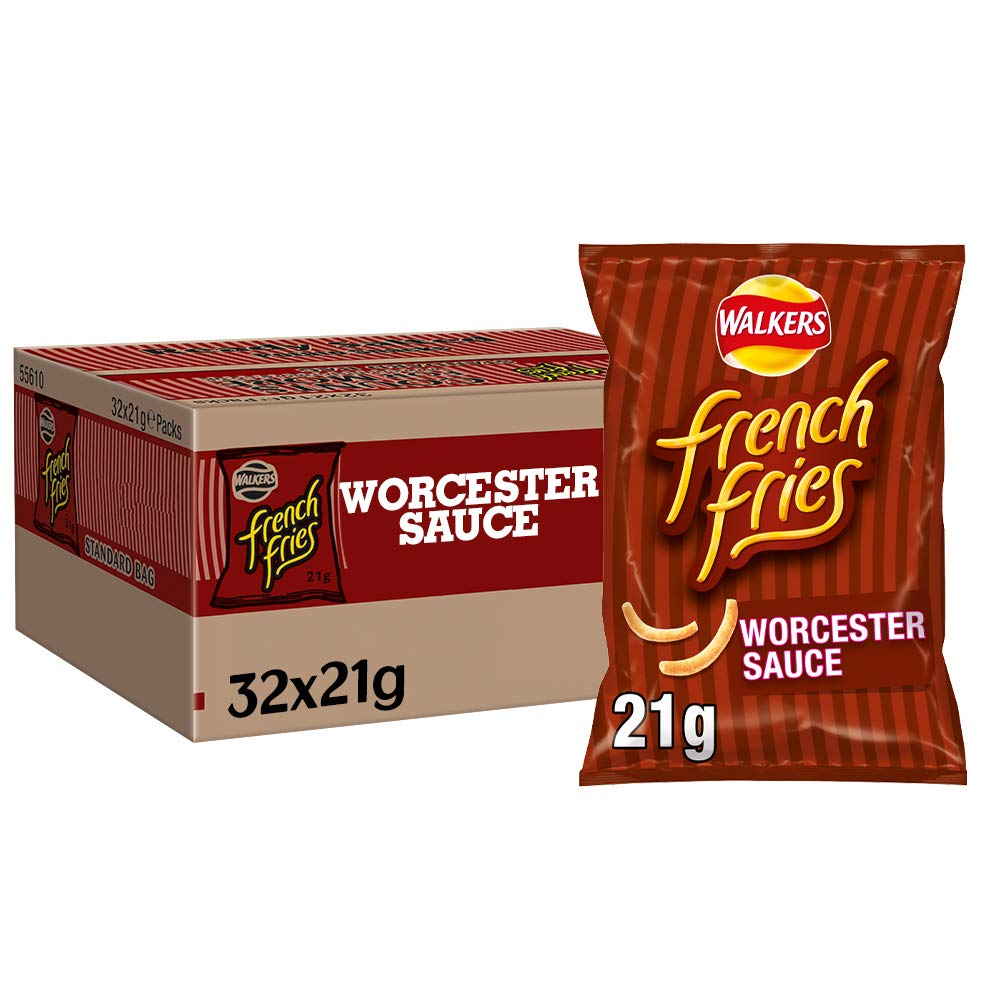 Walkers Pommes Frites Worcestersauce Chips 21 g - Multipack mit 32 Stück