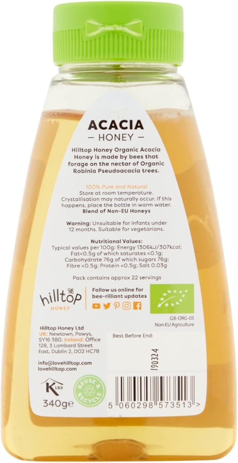 Hilltop Honey – Bio-Akazienhonig – Quetschflasche – 340 g