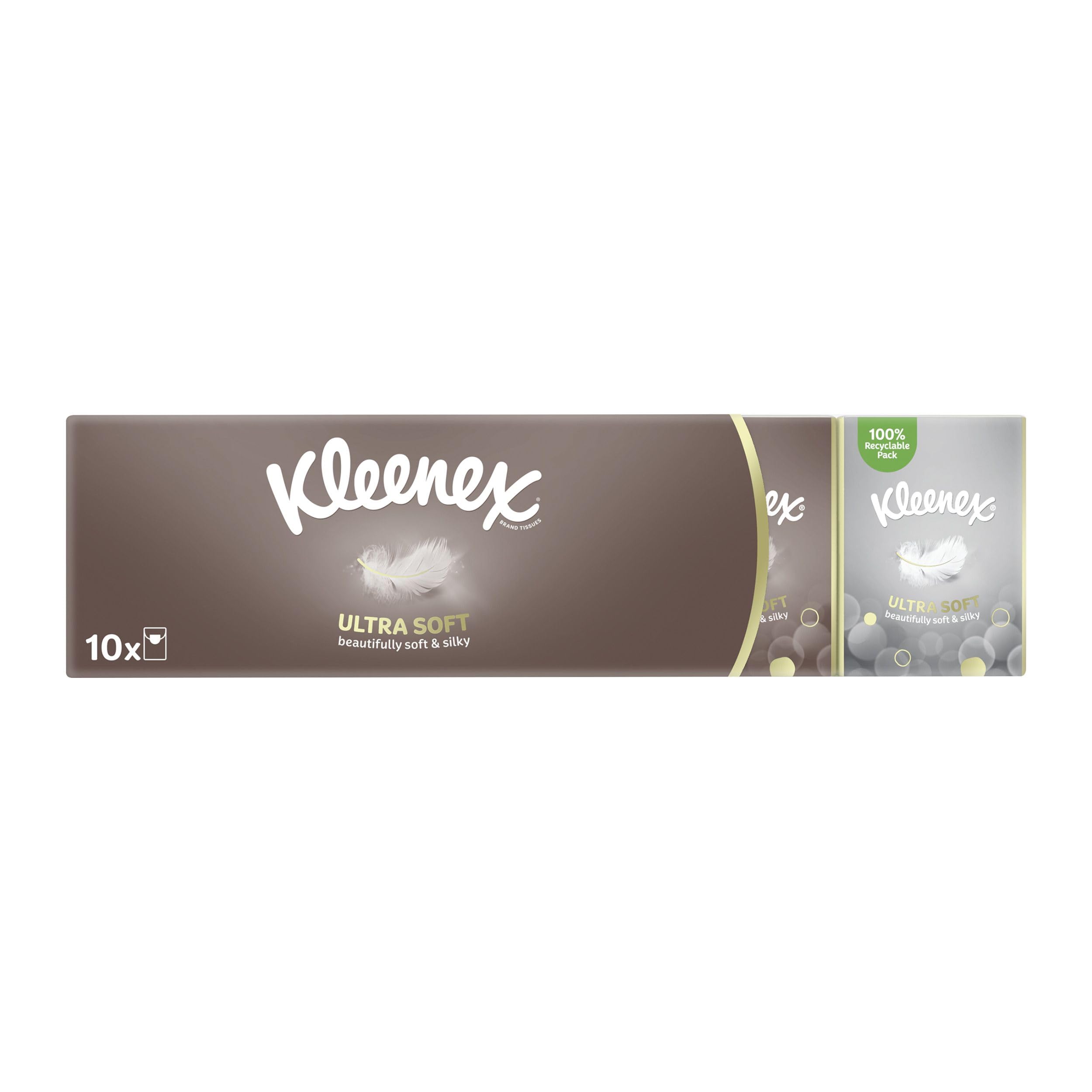 Kleenex Ultra Soft Taschentücher im Pocket Pack – 4-lagig, extra weich & reißfest – 10 Packungen à 7 Stück