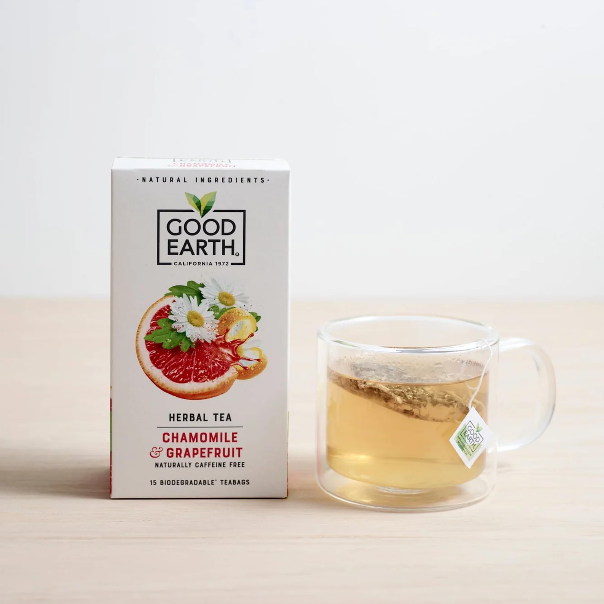 Good Earth Tea Co. Kamille- und Grapefruit-Teebeutel – Natürlich koffeinfreier Kräutertee