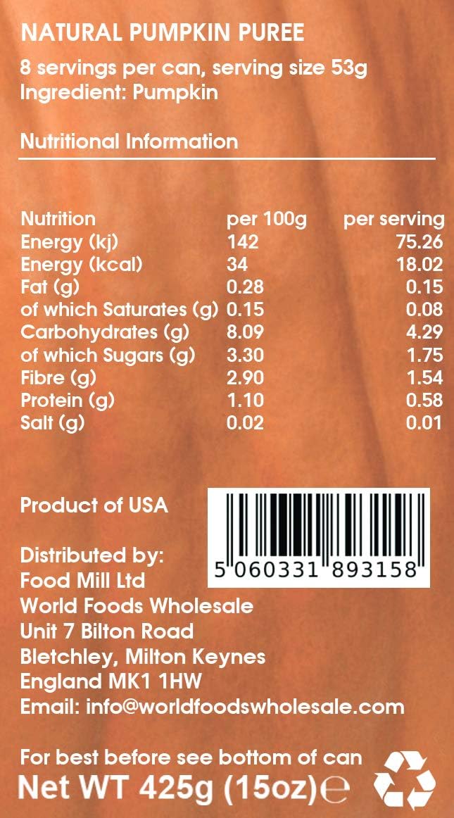 Bakeroo Kürbispüree aus der Dose, 100 % natürlich, 425 g