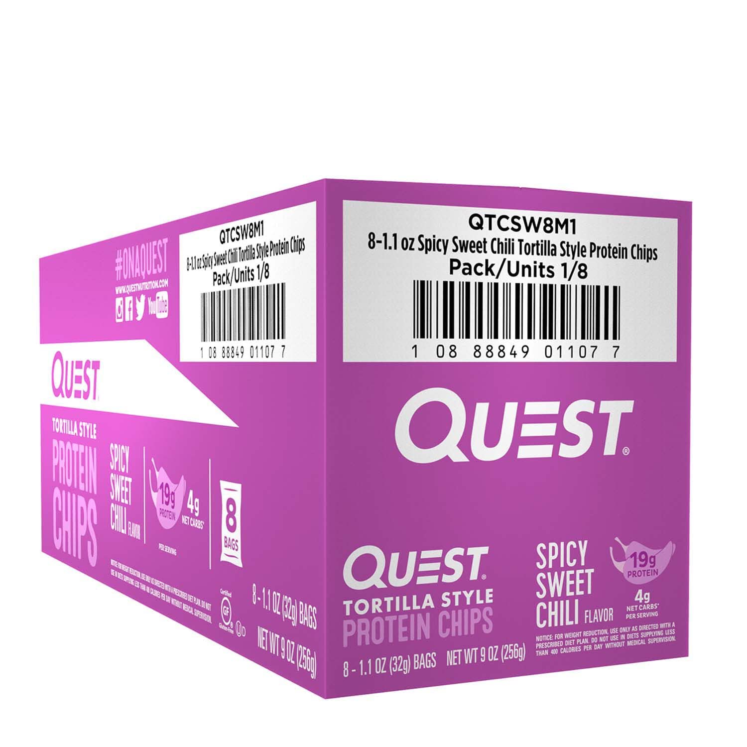 Quest Scharfe süße Chili-Tortilla-Protein-Chips, 8er-Pack (8 x 32 g)