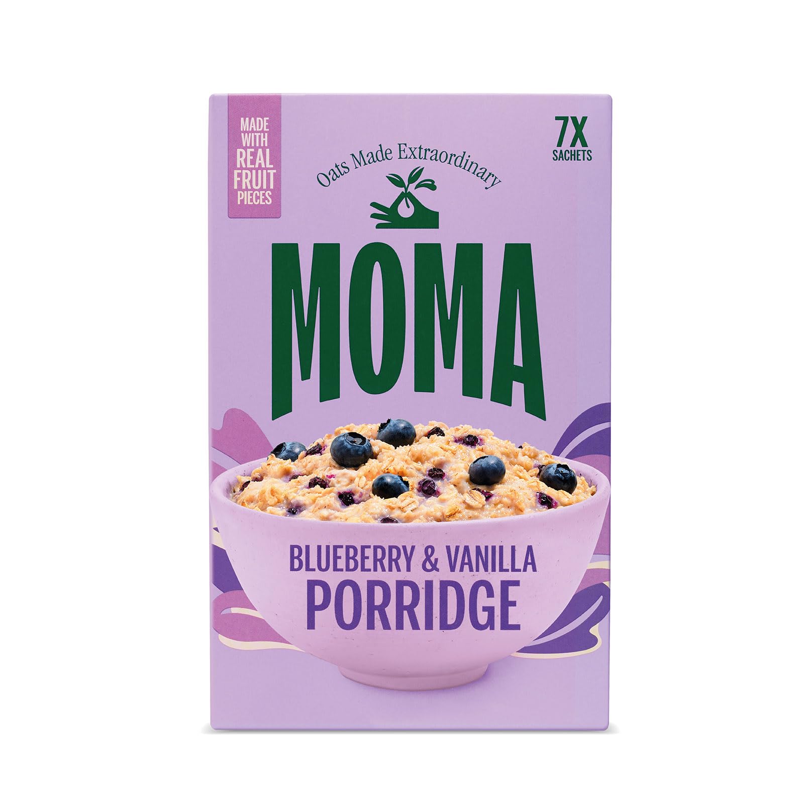 MOMA Blaubeer- und Vanille-Porridge-Beutel – 7 x 40 g – Hergestellt mit britischem Hafer