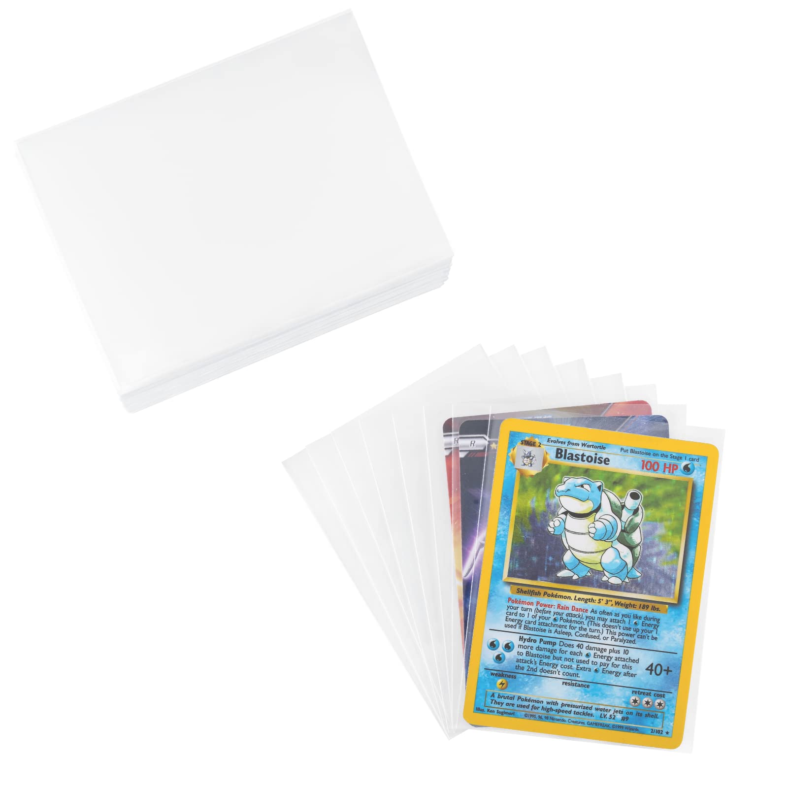 Carehabi Pack of 100 Trading Card Sleeves 66 x 92 mm 0.1 mm Thick Clear Protective Sleeves