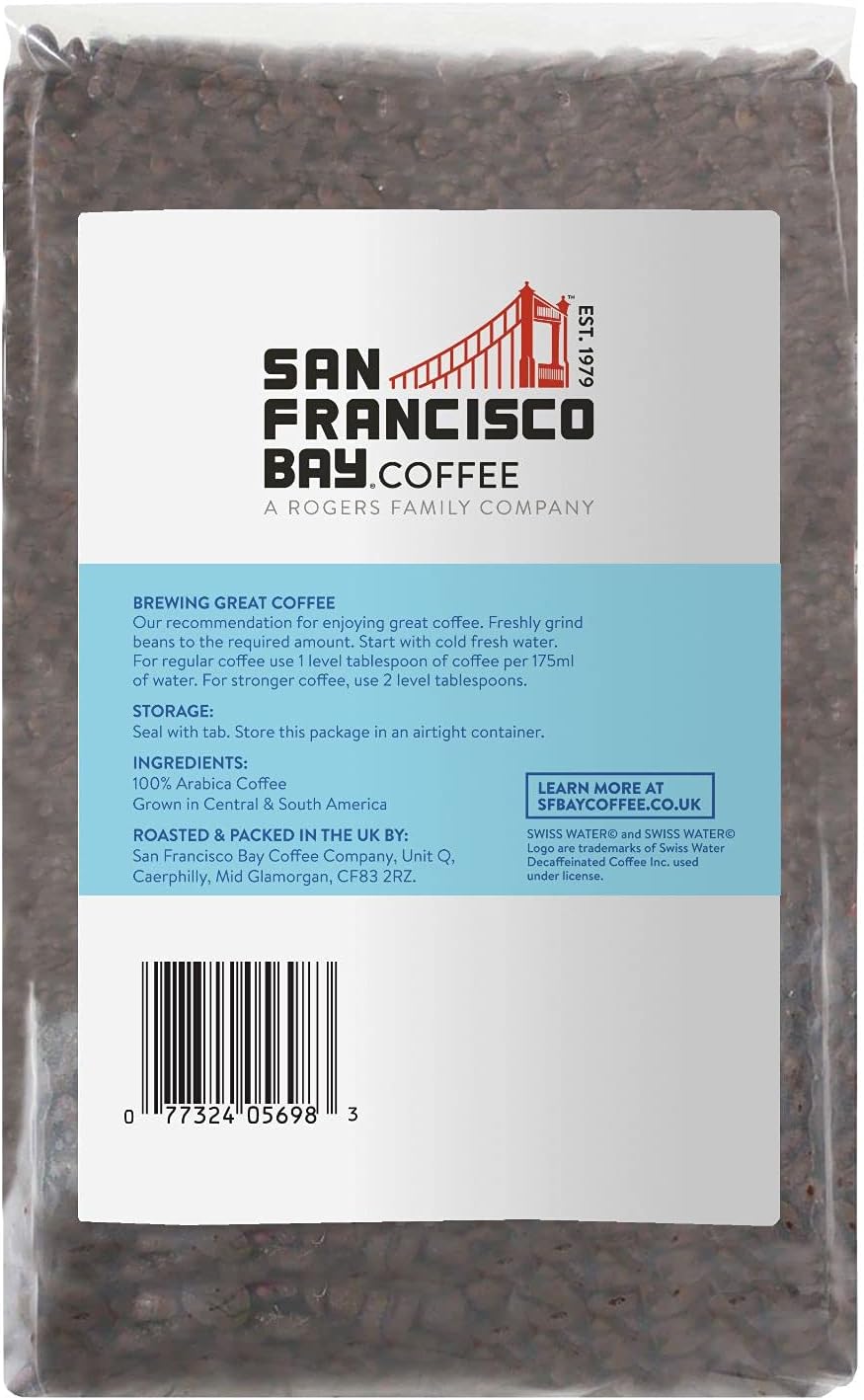 San Francisco Bay Coffee DECAF Gourmet Blend, ganze Bohne, 908 g
