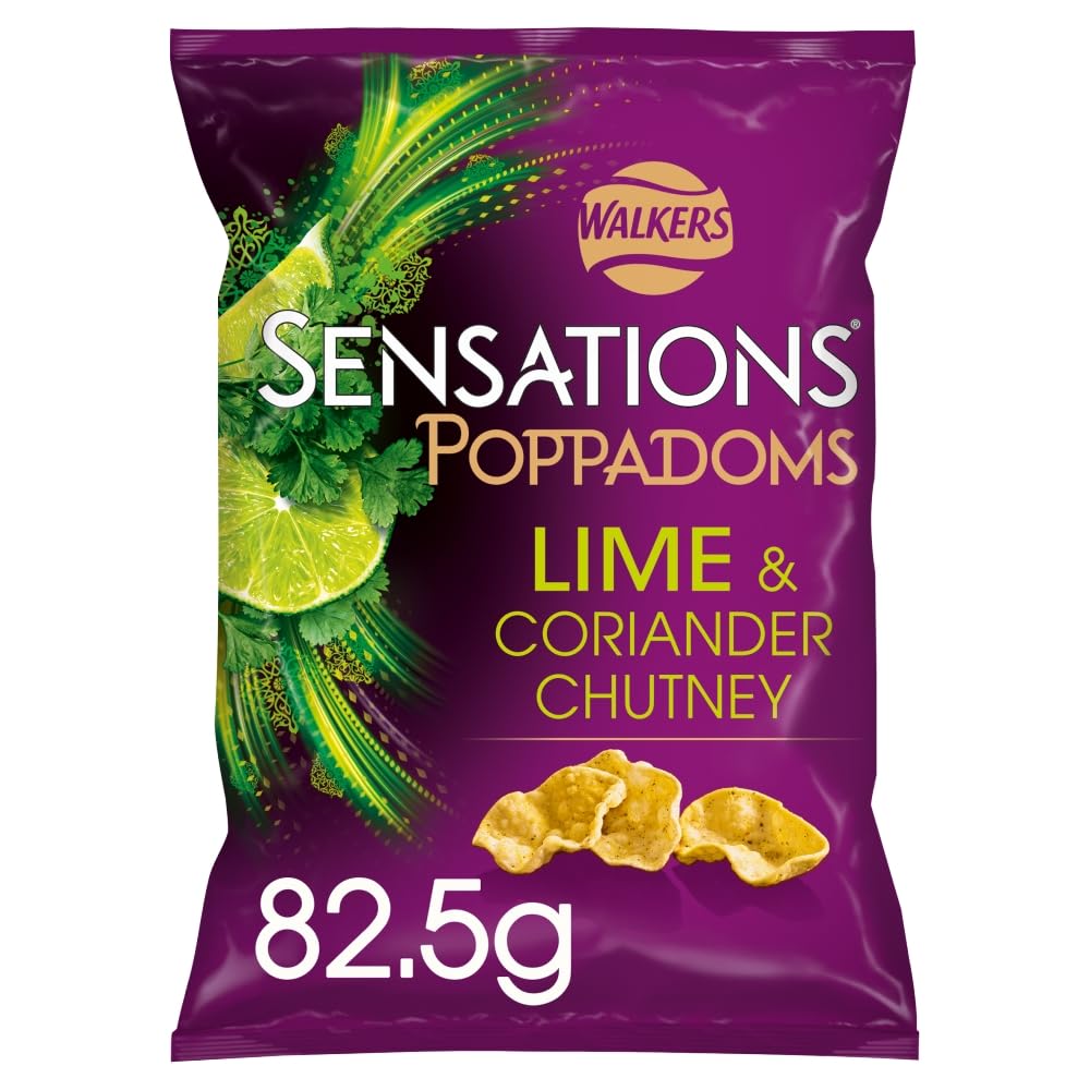 Sensations Limetten- und Koriander-Chutney zum Teilen, Poppadoms, 82,5 g
