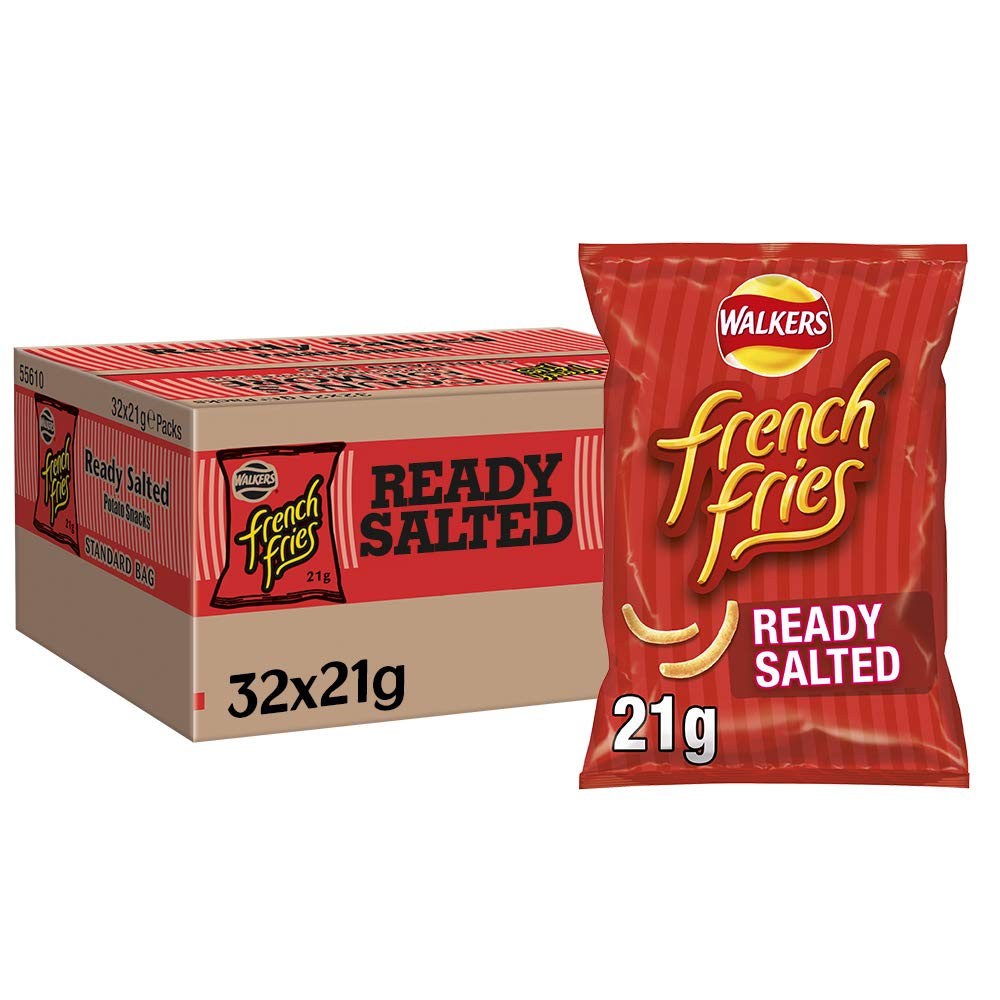 Walkers Pommes Frites Ready Salted Chips 21 g (Karton mit 32 Stück)