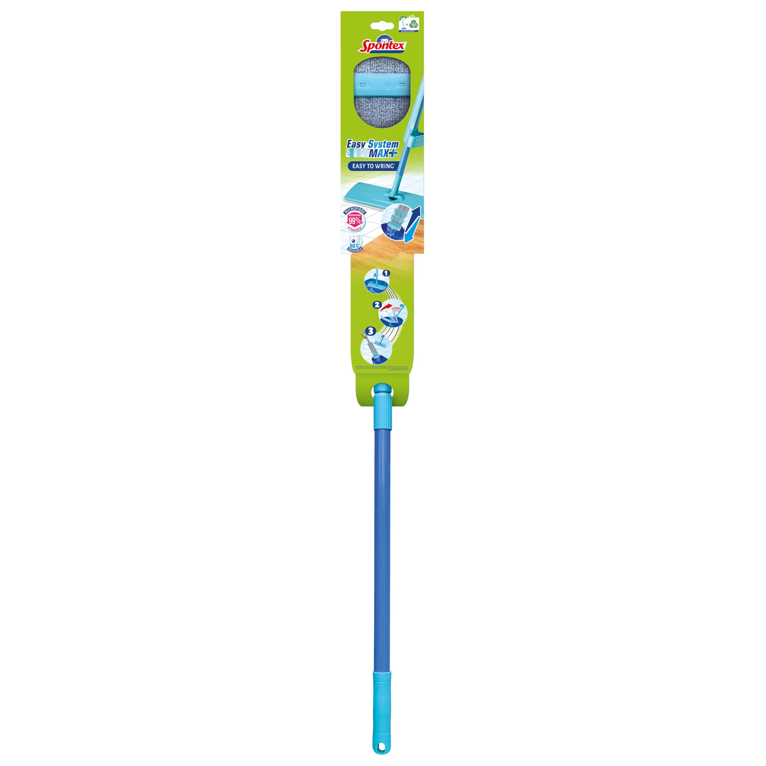Spontex Easy System Max+ Mikrofaser-Flachmopp mit integriertem Wringsystem