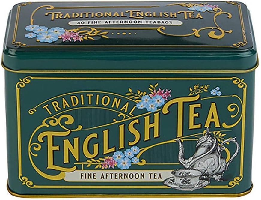 New English Teas Vintage-Teedose im viktorianischen Stil mit 40 englischen Nachmittagsteebeuteln
