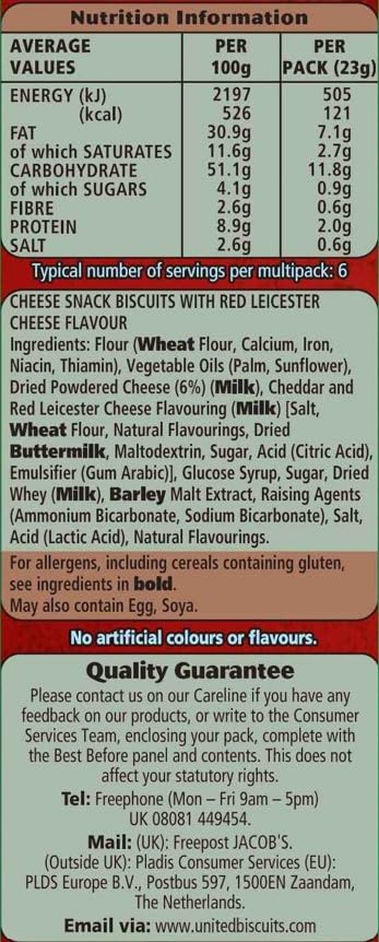 Jacob's Mini Cheddars Red Leicester Flavour Multipack Chips, im Ofen gebacken mit echtem Käse