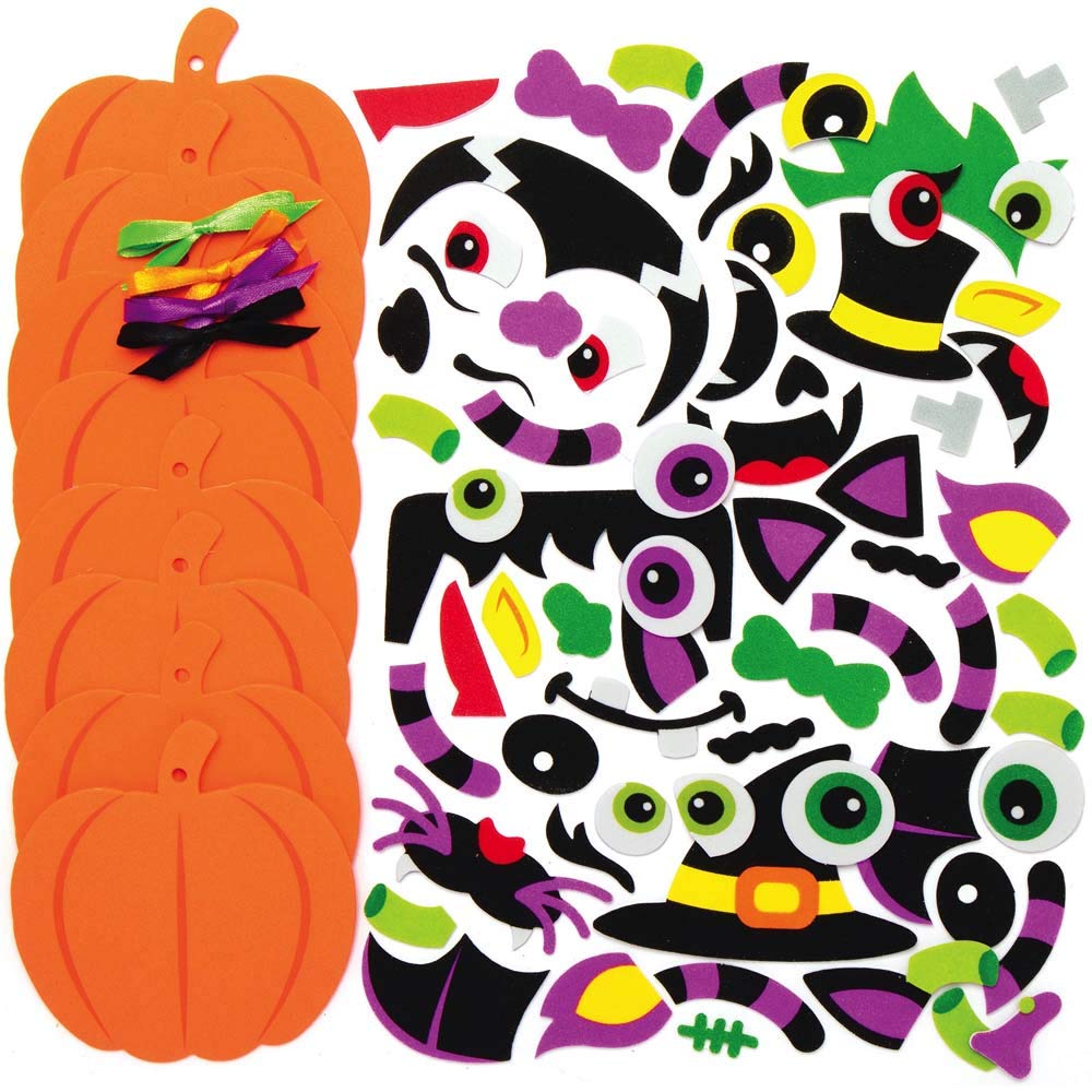 Baker Ross Kürbis-Mix-and-Match-Bastelsets für Halloween-Dekorationen – 8er-Pack