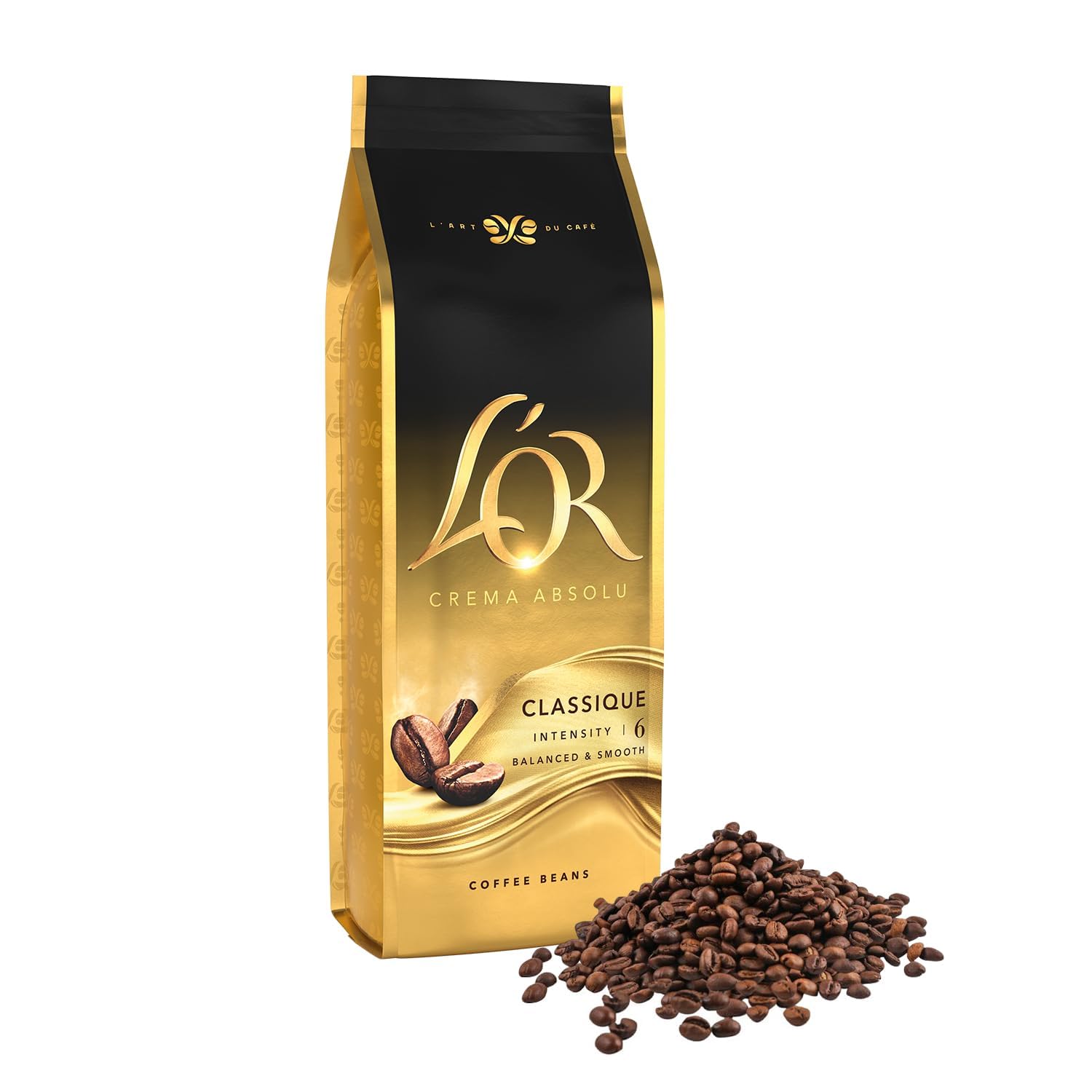 L'OR Crema Absolu Classique Kaffeebohnen 500 g – Intensität 6, ausgewogen und mild mit Zitrusnoten