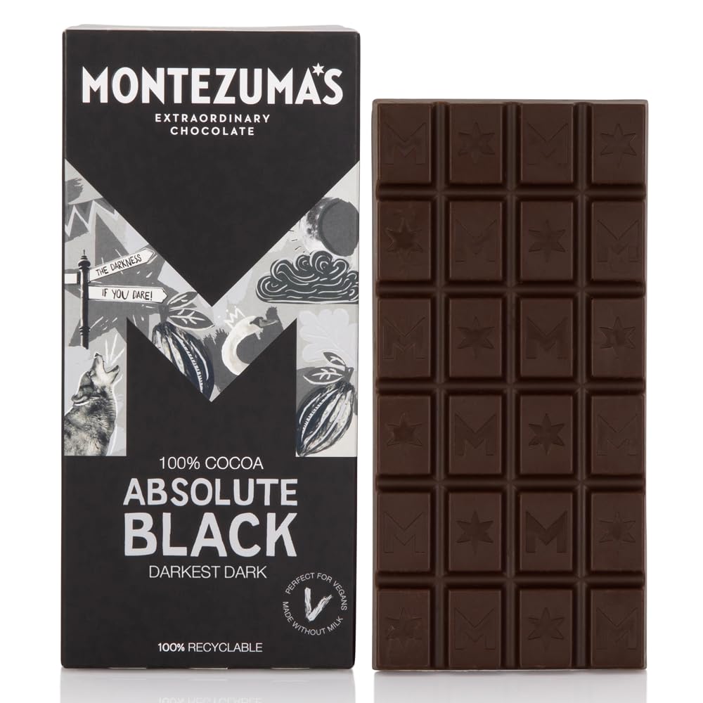 Montezuma - Absolute Black 100% Kakao Zartbitterschokoladentafel, vegan & glutenfrei