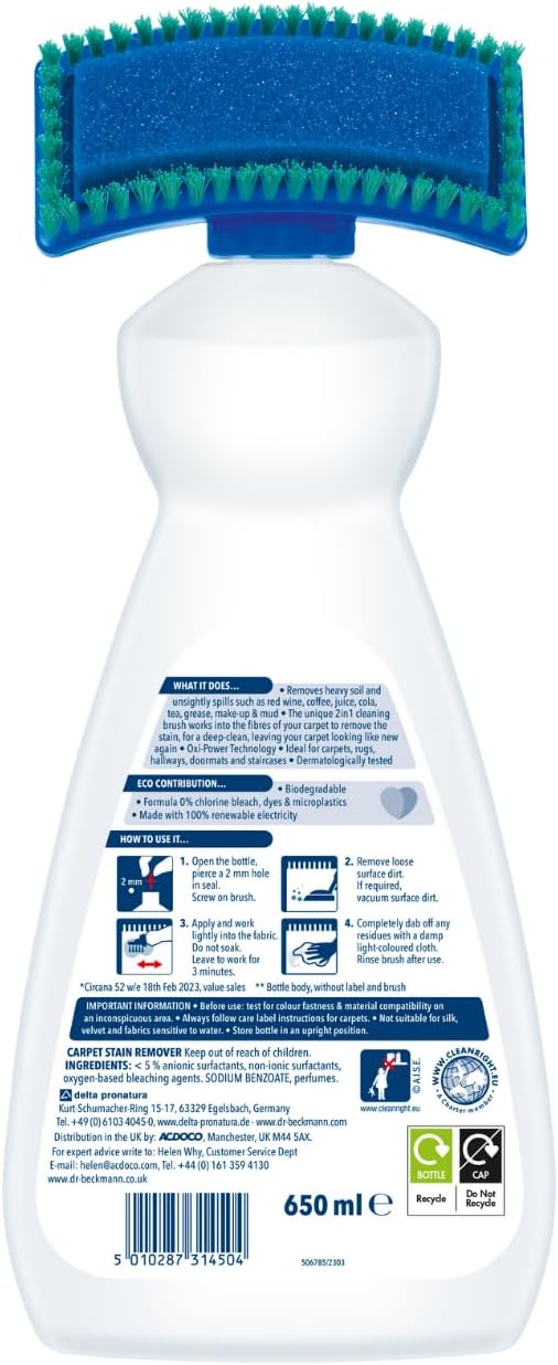 Dr. Beckmann - Teppichfleckenentferner mit 2-in-1-Bürste (650 ml)
