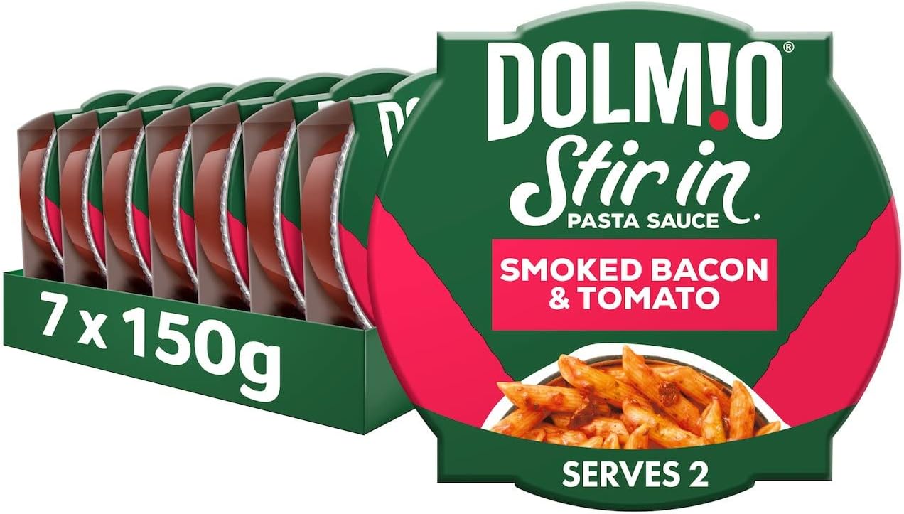 Dolmio Pastasauce mit geräuchertem Speck und Tomaten zum Einrühren, 7 x 150 g-Becher