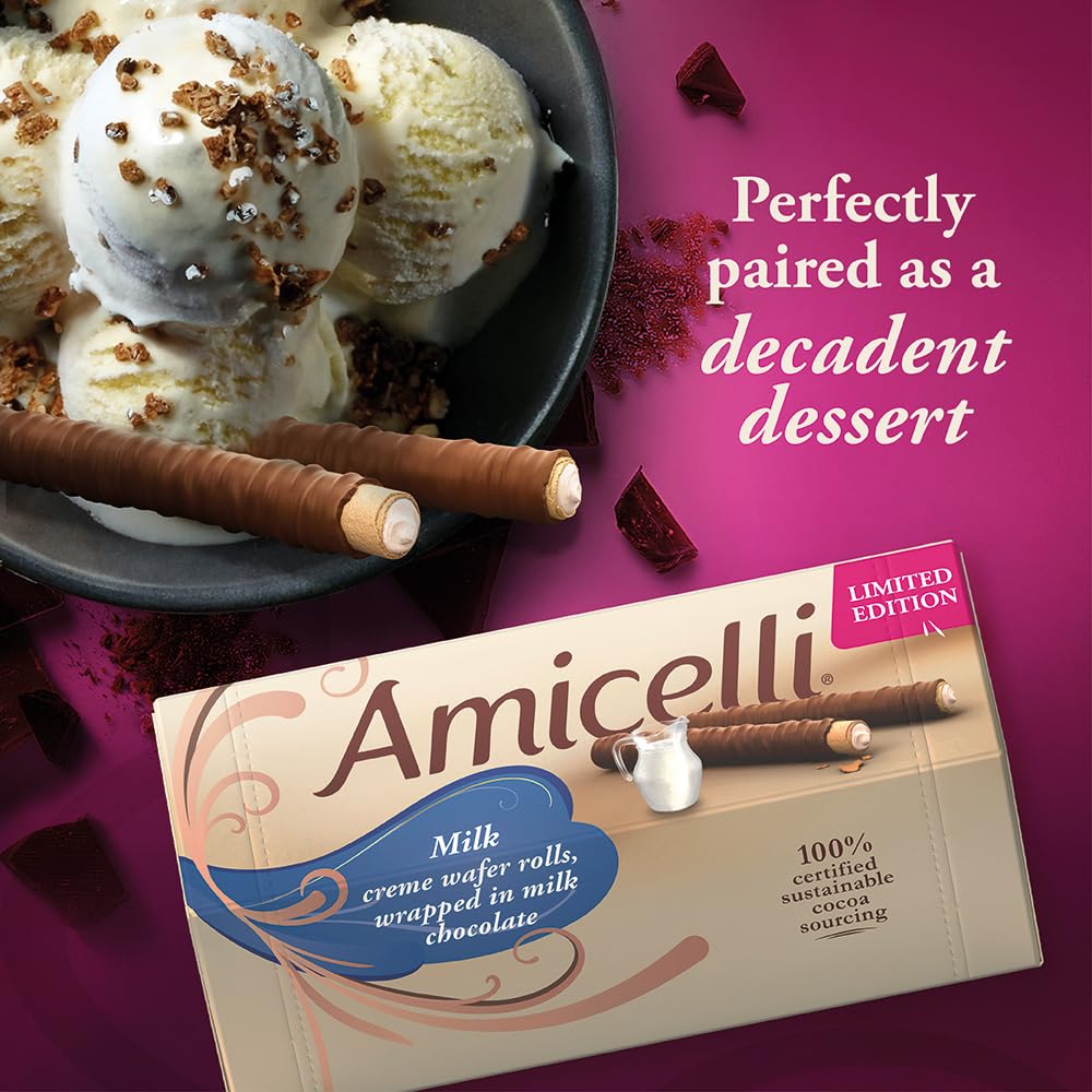 Ritter Sport Amicelli Limited Edition Vanille-Milchcreme Knusprige Waffelröllchen 200g