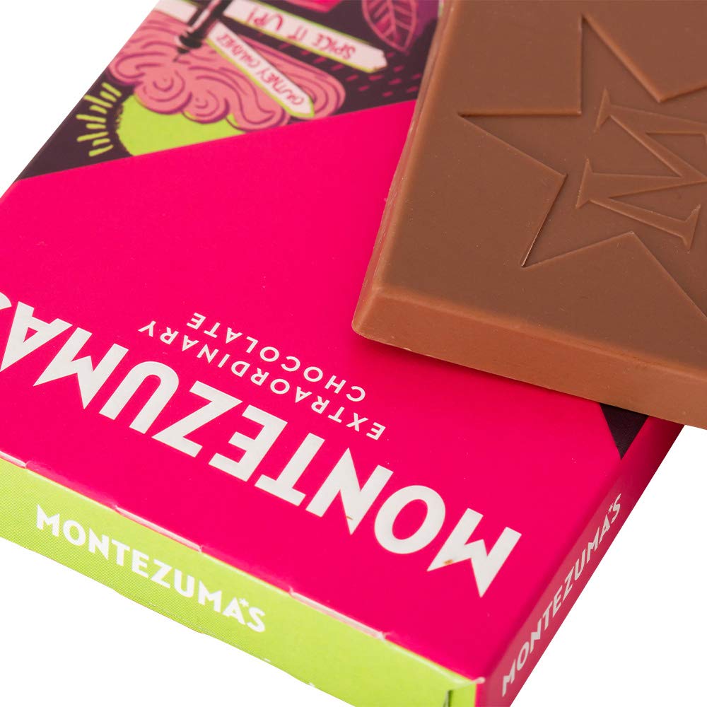 Montezuma - Hot Pickle 37% Kakao Milchschokolade mit Chili & Limette, Bio Glutenfreier Riegel (90g)