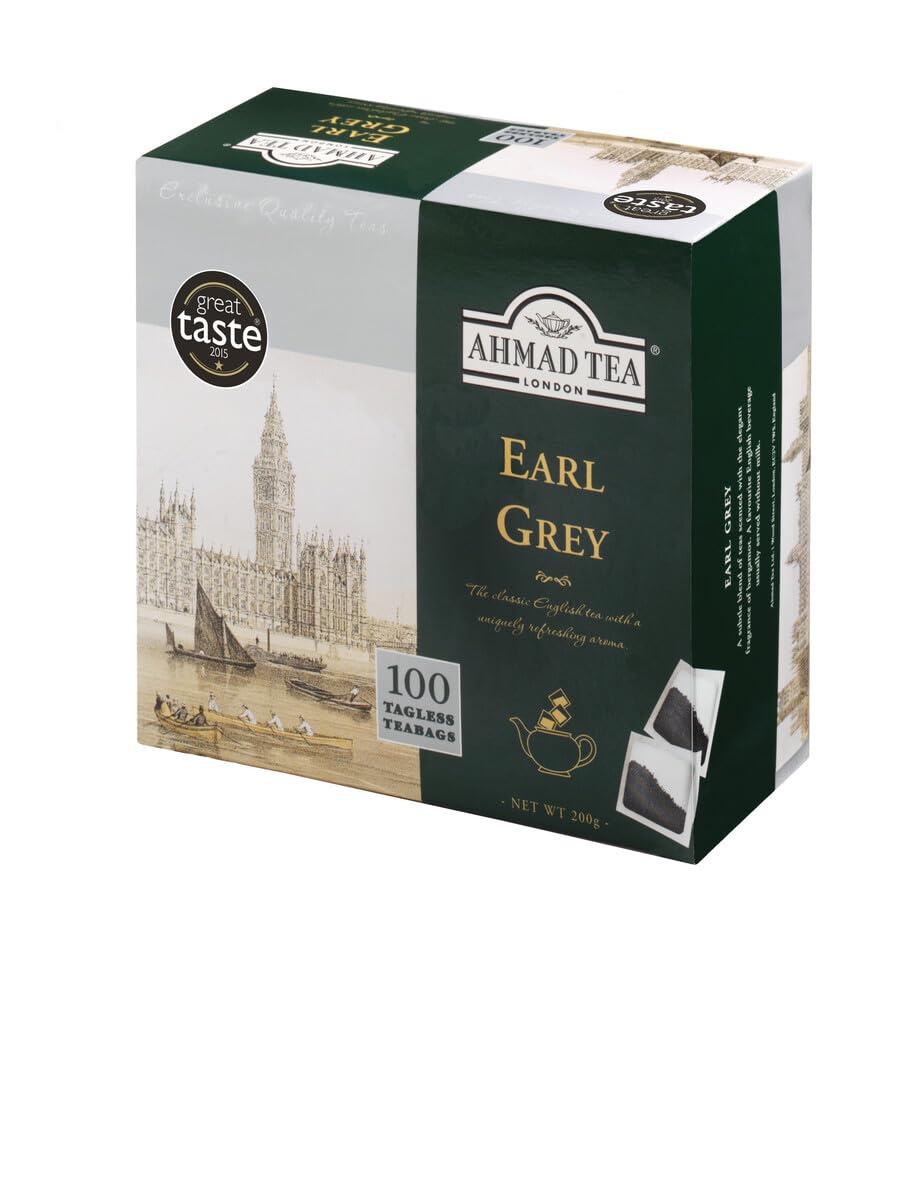 Ahmad Tea – Earl Grey Schwarztee (100 Teebeutel ohne Etikett)