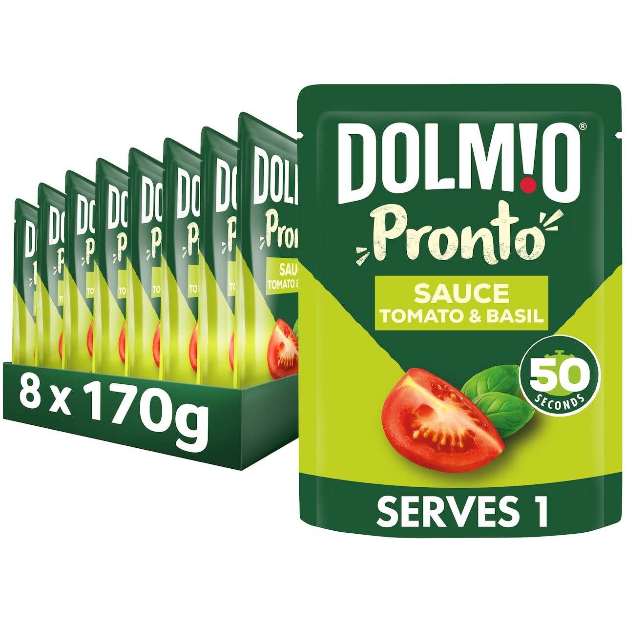 Dolmio Mikrowellen-Nudelsauce mit Tomaten und Basilikum, 8 x 170 g Beutel