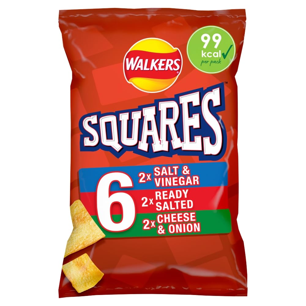 Walkers Squares Variety Multipack Snacks Chips 6x22g
