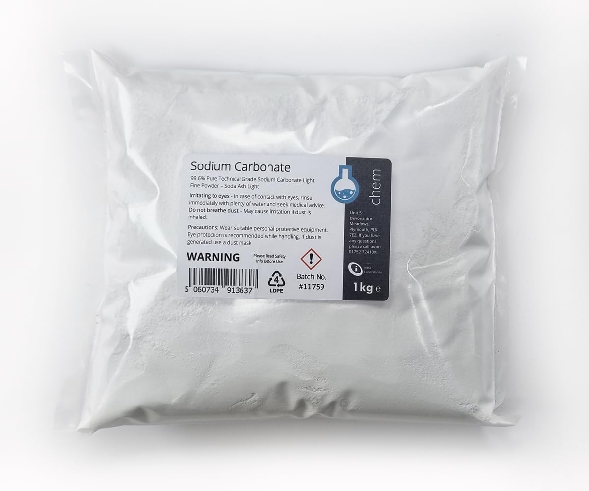 Intralabs – Natriumcarbonat, leicht, feines Pulver, 1 kg – leichtes Soda zum Reinigen und Wäschewaschen