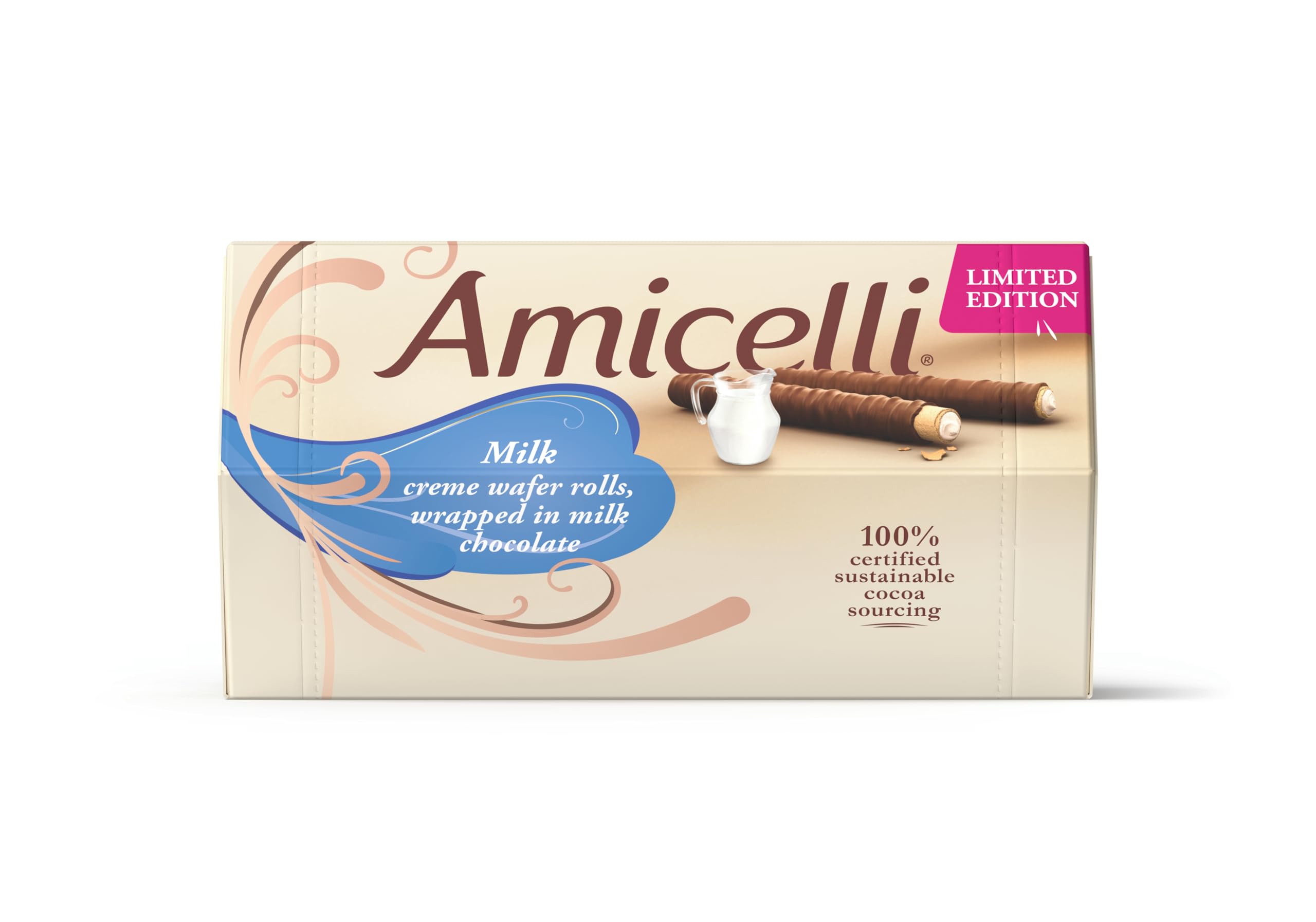 Ritter Sport Amicelli Limited Edition Vanille-Milchcreme Knusprige Waffelröllchen 200g