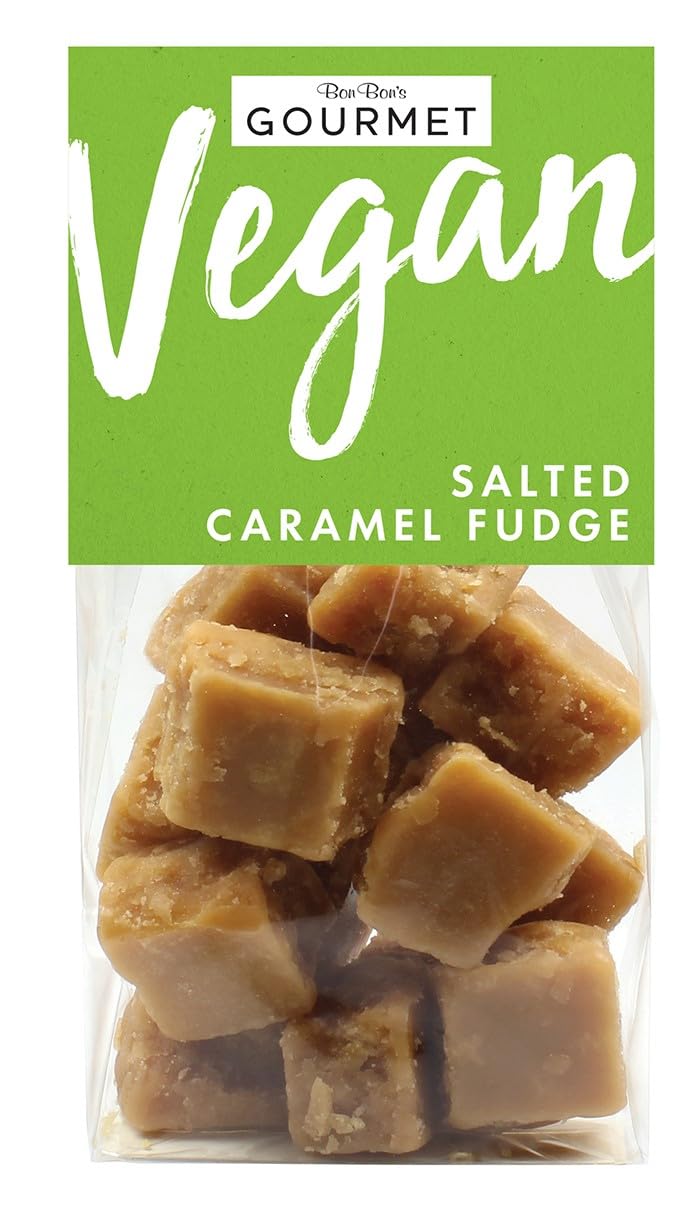 Bon Bon's Gourmet Vegan Salted Caramel Fudge, 150-g-Beutel – handwerklich hergestellter veganer Leckerbissen
