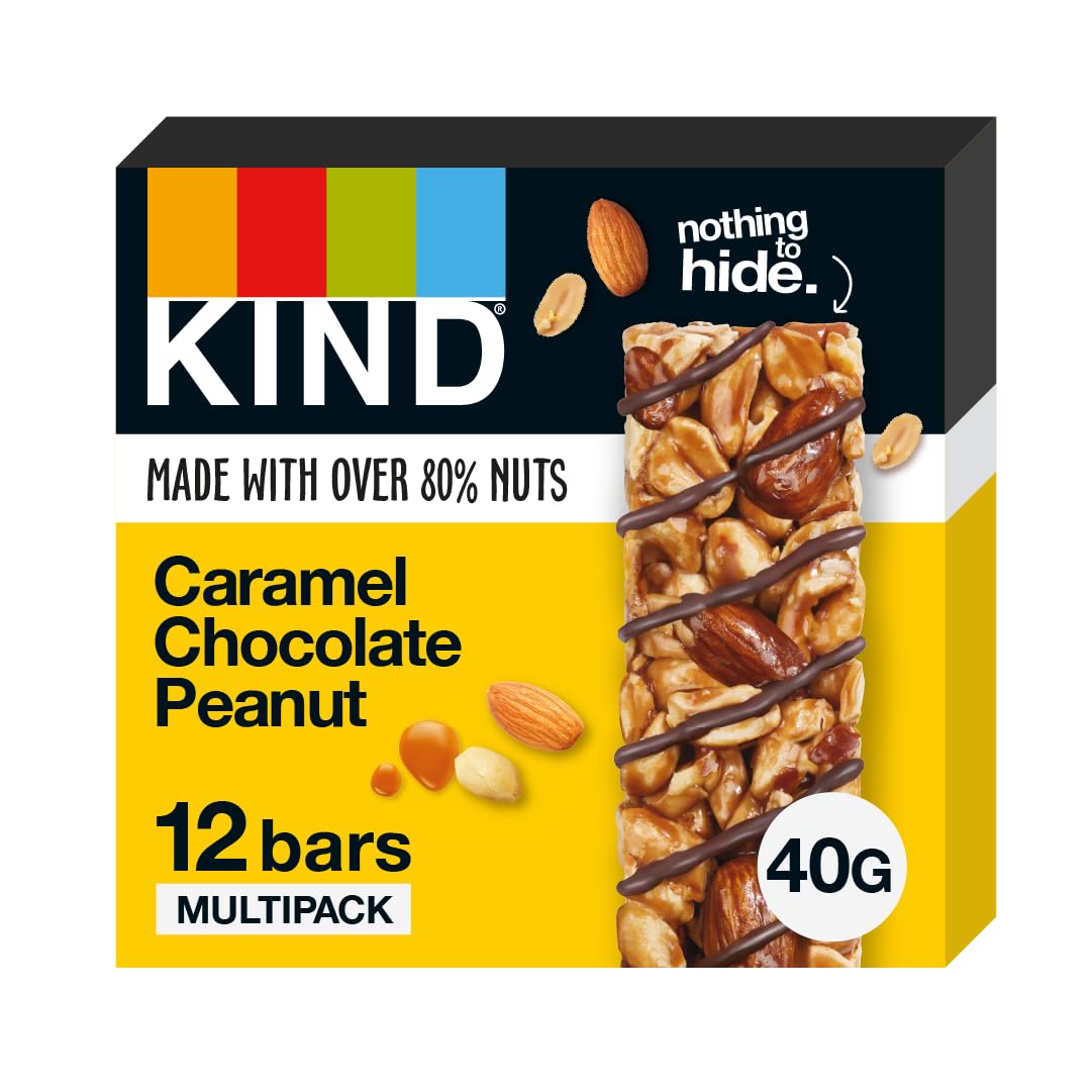 KIND Glutenfreie Snackriegel mit Karamell-Schokolade und Erdnüssen – ballaststoffreich, ohne künstliche Zutaten