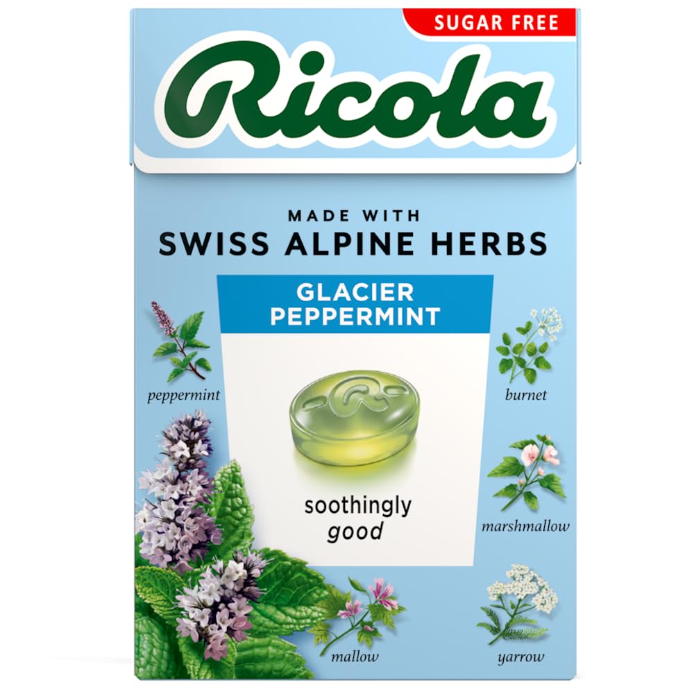 Ricola Gletscher-Pfefferminz, zuckerfreie Schweizer Kräuterbonbons – 20 Schachteln (je 45 g)