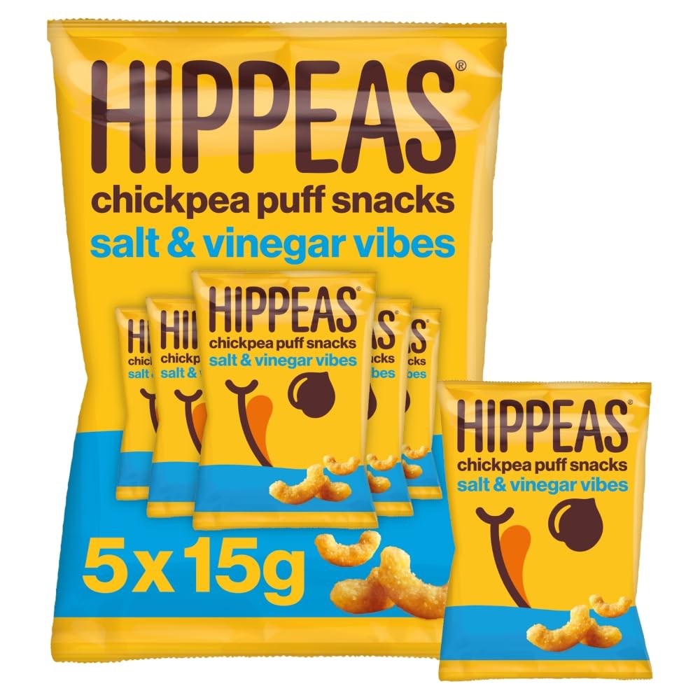 HIPPEAS Salz & Essig Kichererbsen Puff Vegane Chips Multipack | 5 x 15g