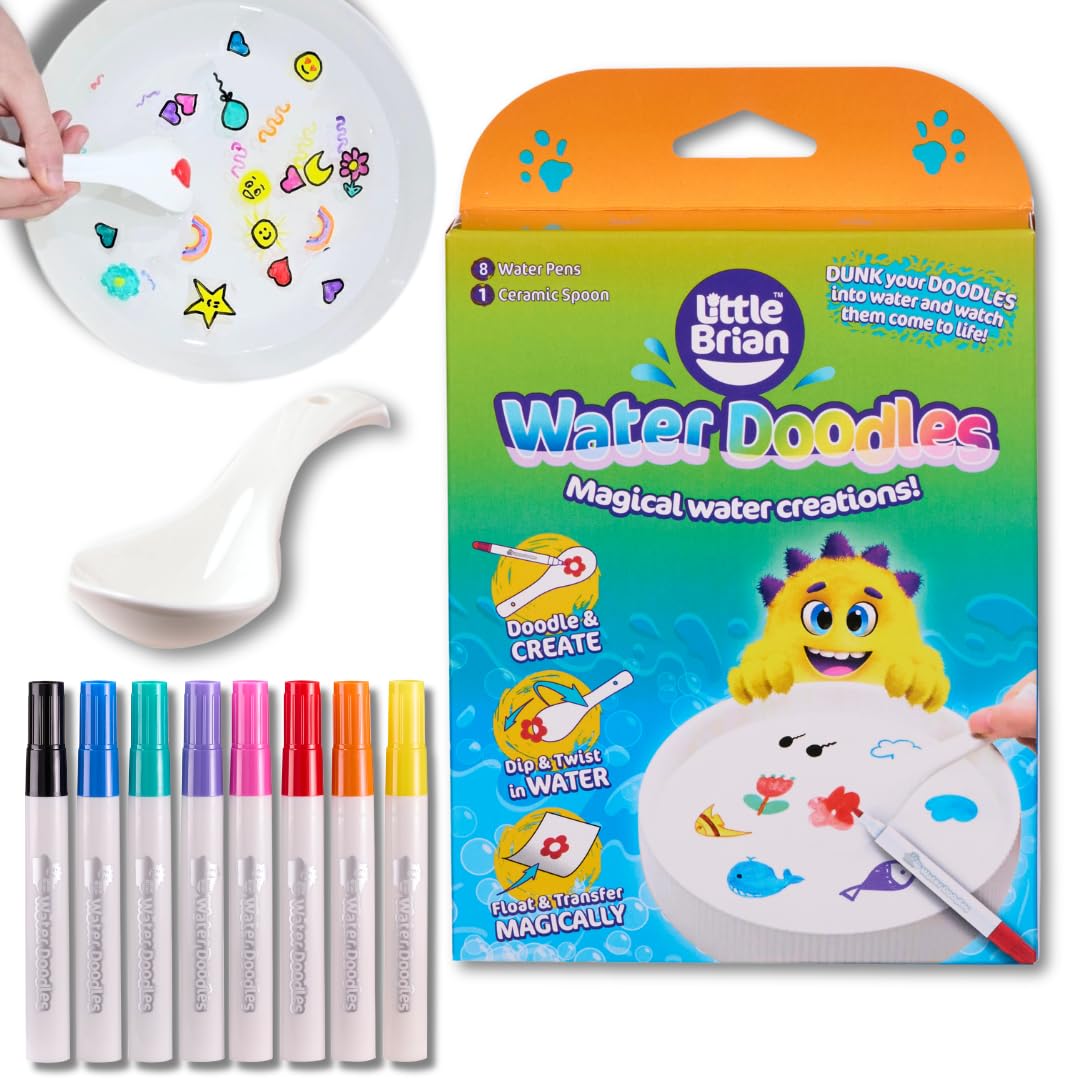Little Brian Water Doodles – Magisches Wasserkunst-Spielset mit 8 Stiften und Keramiklöffel