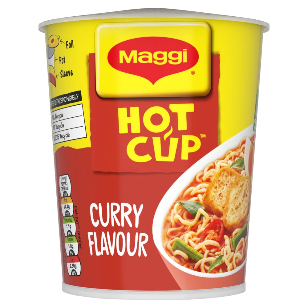 Maggi Hot Cup Curry-Nudeln 59,2 g (8er-Pack) – Instant-Nudeln mit authentischem malaysischem Geschmack