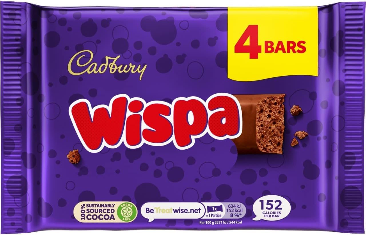 Cadbury – Wispa-Schokoriegel (95 g, 4er-Multipack)